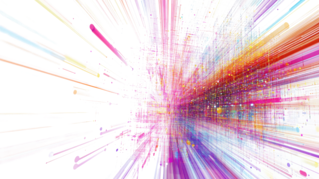 Colorful lines and dots technology transparent background - Powered by Adobe