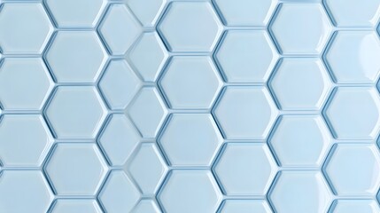 Naklejka premium Repeating Pattern of Light Blue Glossy Hexagons