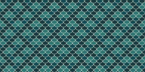 Elegant teal and dark green fish scale pattern. Perfect for textile design, website backgrounds, and decorative projects.  Seamless repeat design offers versatile applications. © Olena