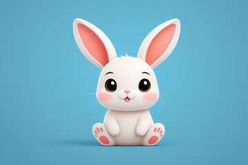 Obraz premium realistic rabbit sitting on a blue background