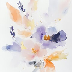 Abstract Floral Painting in Pastel Colors