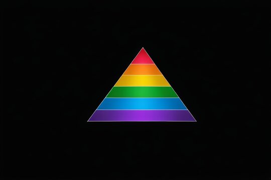 a close up of a triangle with a rainbow on it