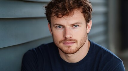 Fototapeta premium Portrait of a Handsome Man with Red Curly Hair