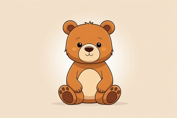 Obraz premium cartoon bear sitting on the ground with a light background