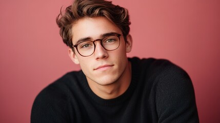 Obraz premium Portrait of a Handsome Young Man in Glasses