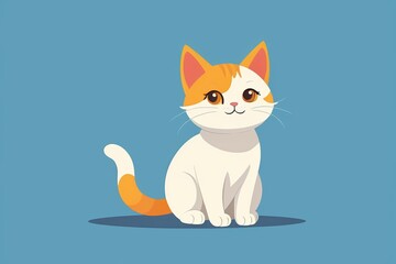 Obraz premium there is a cat sitting on a blue surface with a blue background