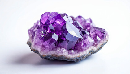 Close-up of a raw, vibrant amethyst stone, highlighting its purple hues and crystal formations.