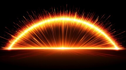 Obraz premium Abstract fiery semicircle radiating light and energy