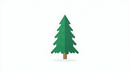 Fototapeta premium Flat illustration of a Christmas tree against a white background.