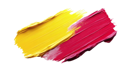 red and yellow brush stoke isolated on white background