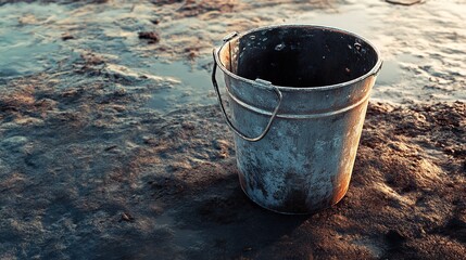 Rusty Bucket on the Ground: A Rustic Still Life
