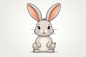 Fototapeta premium cartoon rabbit sitting on the ground with a white background