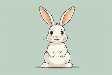Fototapeta premium cartoon rabbit sitting on its hind legs with a green background