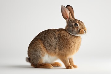 there is a brown rabbit sitting on a white surface