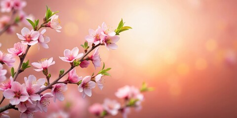 Obraz premium Soft peach blossom tree in full bloom against a pastel pink gradient background , nature, pastel pink, nature,pastel pink