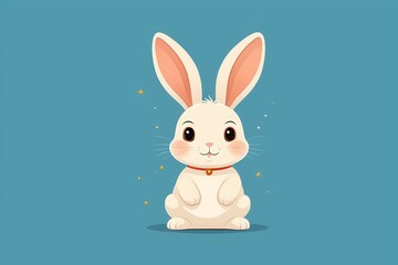 Obraz premium there is a white rabbit sitting on a blue surface