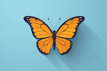 Obraz premium a close up of a butterfly with a long shadow on a blue background