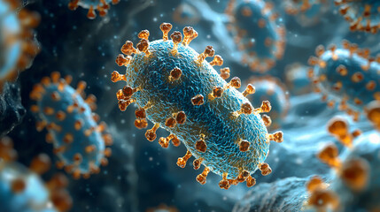 Fototapeta premium Microscopic View Of A Coronavirus Cell Structure