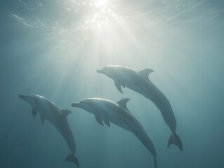 Dolphins in Deep Ocean Serenity
