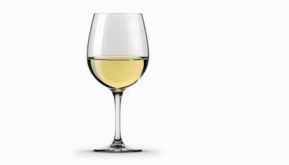 wine glass with white wine isolated on transparent background Generative Ai