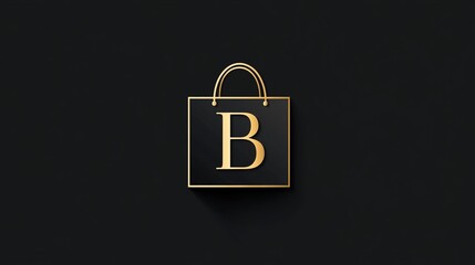 Black shopping bag with golden B.