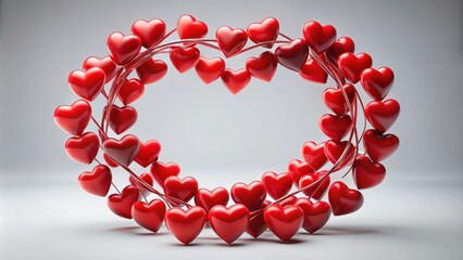 Obraz premium Red hearts entwined in a circular motion, symbolizing unity and love, circle, entwined, circle, entwined, intimate