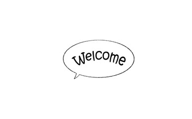 Welcome（ようこそ）の文字が入った、シンプルな吹き出し
