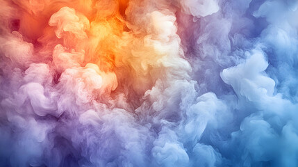 Fototapeta premium Abstract colorful smoke swirls, vibrant hues of blue, purple, orange, and white. Perfect for design backgrounds or artistic projects.