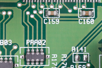 Capacitors and traces on circuit board