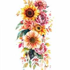 Vibrant Watercolor Floral Bouquet
