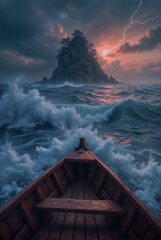 Fototapeta premium sea ​​and wooden boat