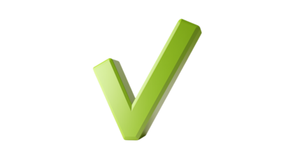3D Green Check Mark: Perfect for Approval, Confirmation, and Success Conceptson white and transparent Background