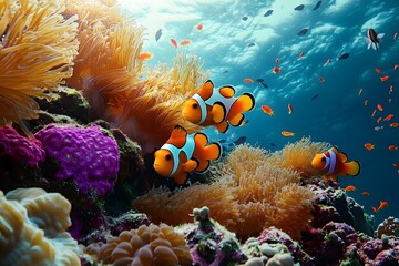 Fototapeta premium Clownfish in a Coral Reef
