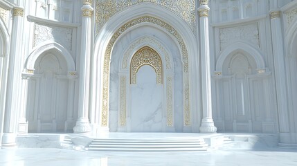 Elegant White Marble Palace Architecture With Golden Accents