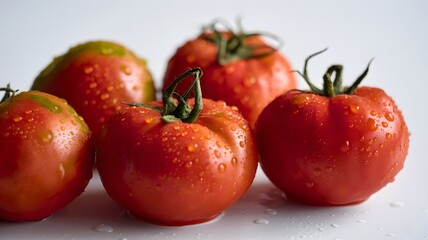 Fresh Red Tomatoes with Water Droplets for Natural Produce