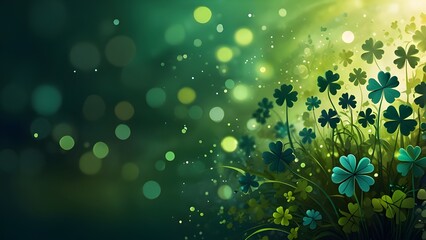 Obraz premium Green St. Patrick's Day abstract background shamrocks Irish