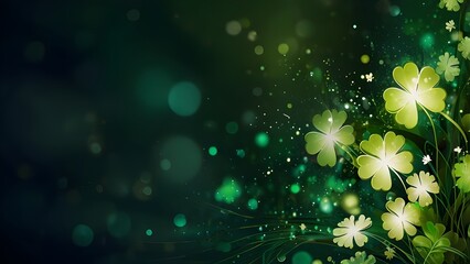 Obraz premium Green St. Patrick's Day abstract background shamrocks Irish
