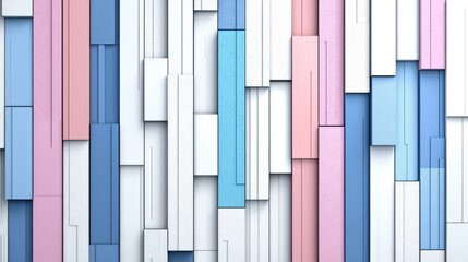 A vibrant, abstract pattern featuring layered shapes in pastel and blue tones.