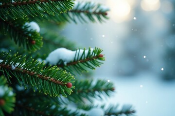 Obraz premium fir branches green background Christmas decoration, winter, nature