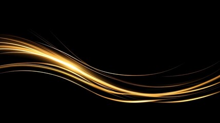 Abstract Golden Waves On Black Background