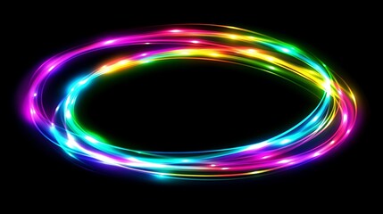 Rainbow Light Swirls Form Circular Frame