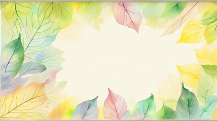 Fototapeta premium Soft Watercolor Leaf Pattern with Pastel Shades and Gentle Gradation