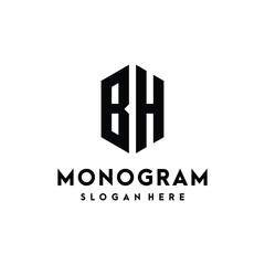letter BH monogram logo design element vector template