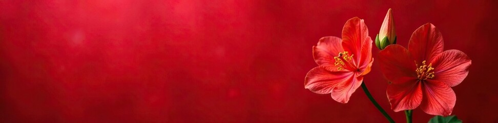 Red ginger blooms against a bright red velvet backdrop, ginger, bloom