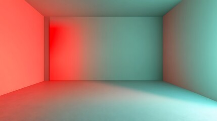 Abstract Room With Red And Green Lighting