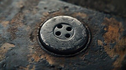 Close-up of a Rusty Metal Button: Vintage Texture and Detail