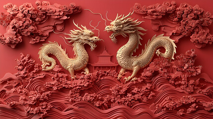 Obraz premium Cultural clash zodiac dragons