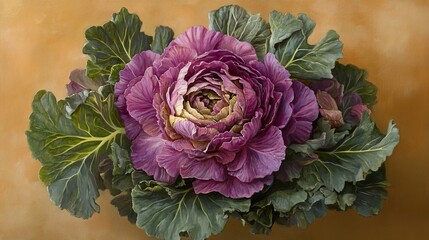 Obraz premium Purple Cabbage Flower Still Life: Vibrant Close-up