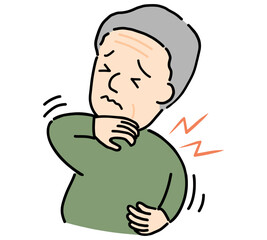 背中がかゆくて困っているシニア男性の後ろ姿