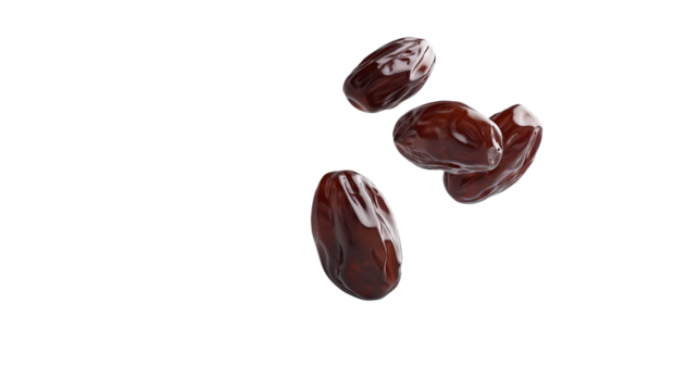 Floating Dates: Delicious and Healthy Dried Fruit for Packaging or Food Blog on white and transparent Background